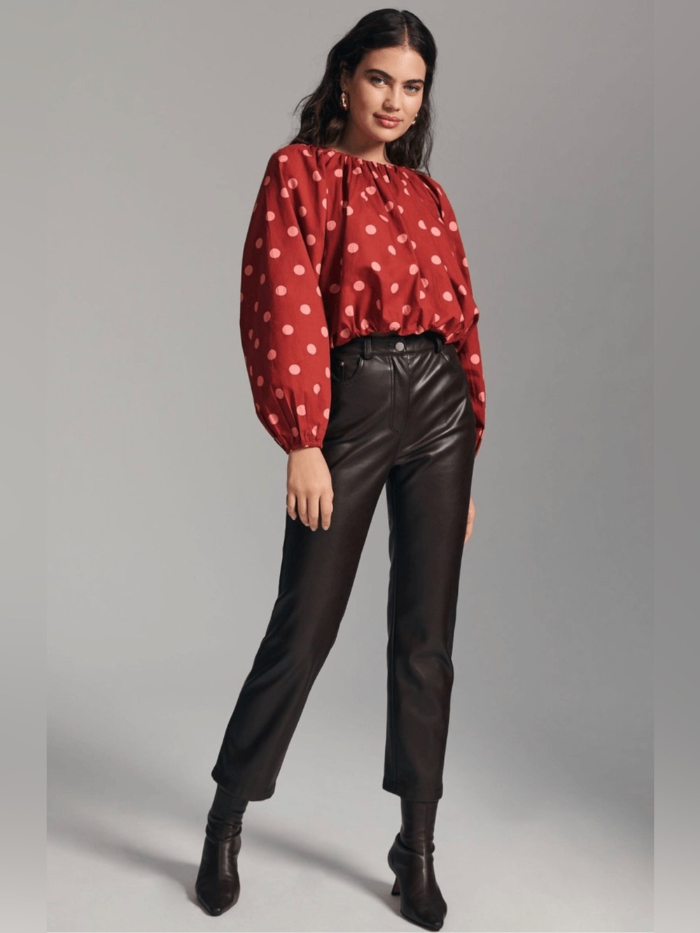 Maeve By Anthropologie Poplin Bubble Blouse Polka Dot 100% Cotton.Cottage Style